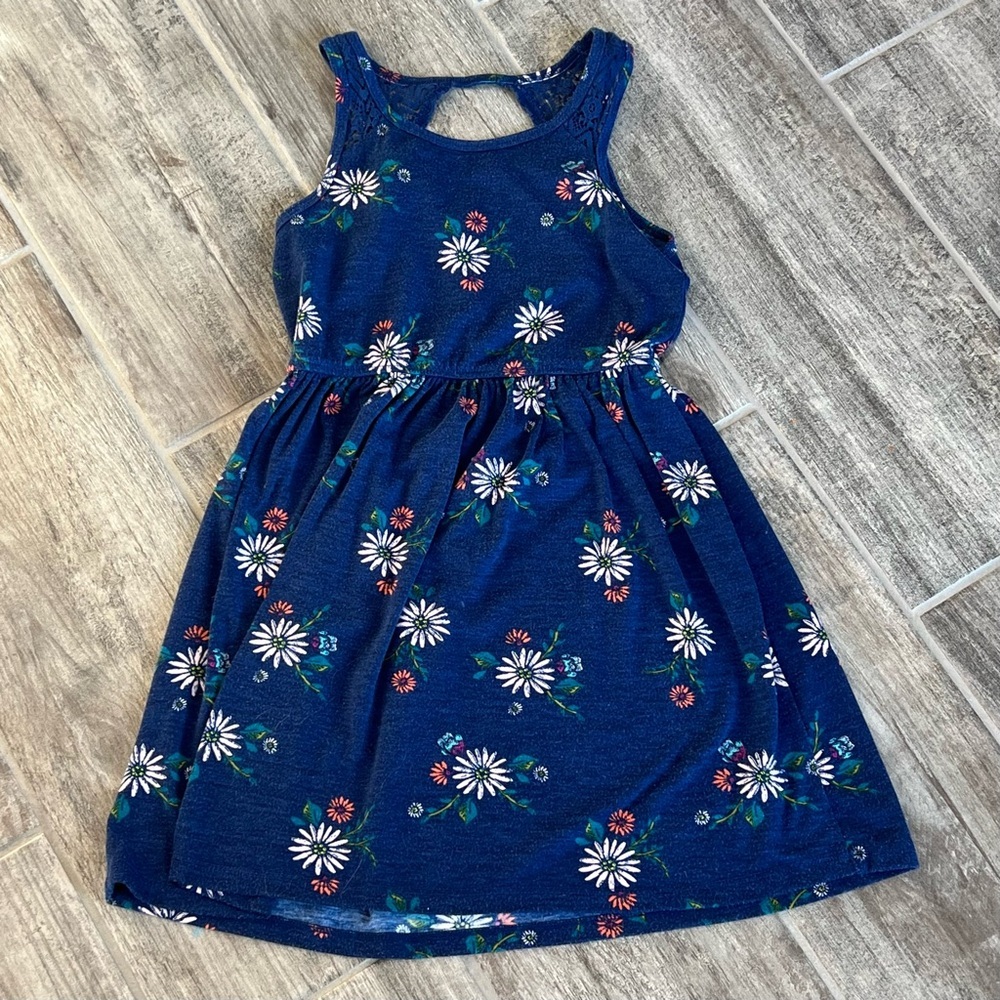 Mudd Girls Blue Floral Print Sleeveless Dress Casual Summer Spring 7/8‎